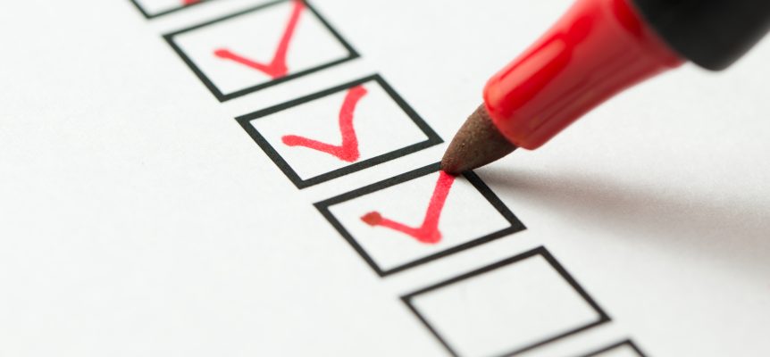 Checklist marked red with a red pen